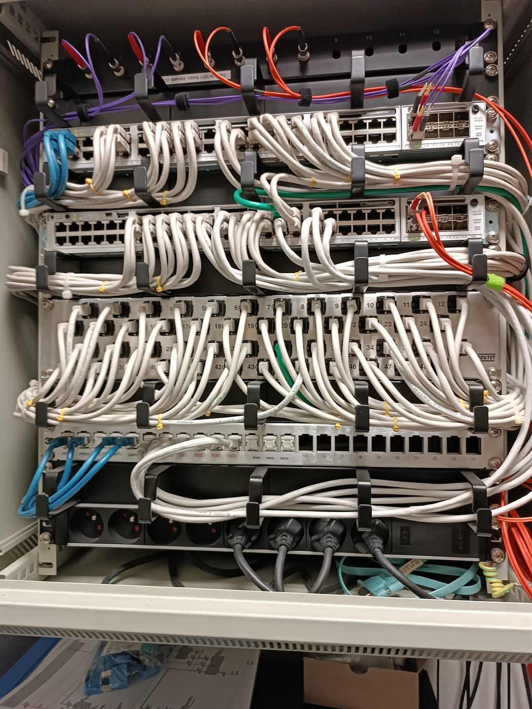 Baie reseau RJ45 avec brassage propre